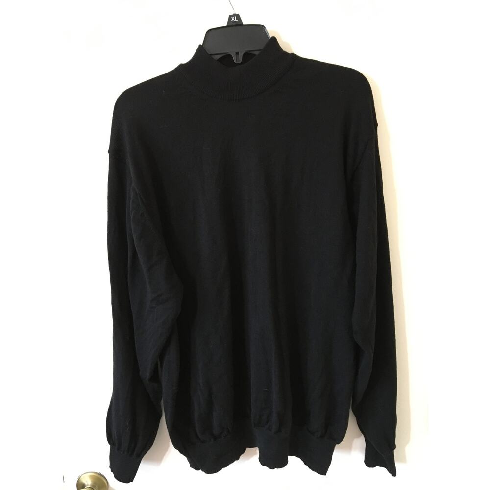 Marconi le Collezioni Black Mock Turtleneck 100% Pure New Wool XL Made in Italy